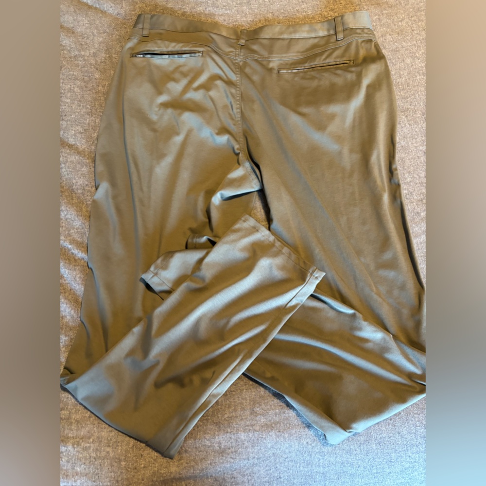 Linksoul Men's 100% Cotton golf/casual pants 5 pocket olive green/gray Size L - Picture 2 of 7